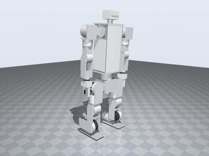 MuJoCo frame: the robot leaning after an 8 N·s push